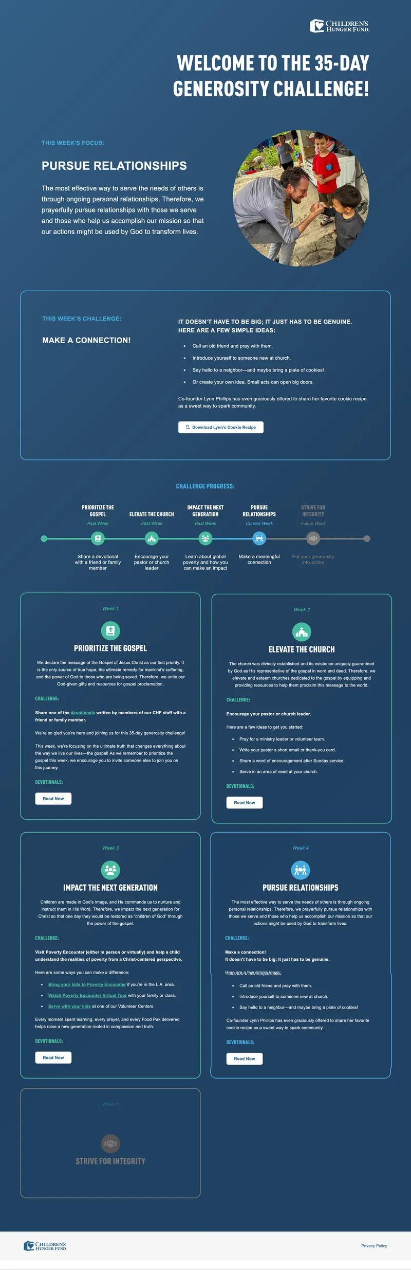 35-Day Generosity Challenge on desktop