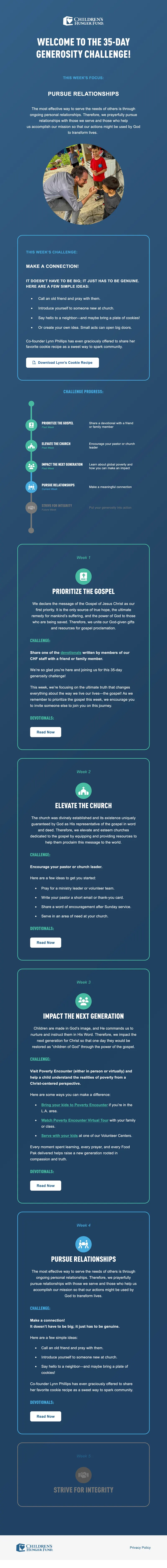 35-Day Generosity Challenge on tablet