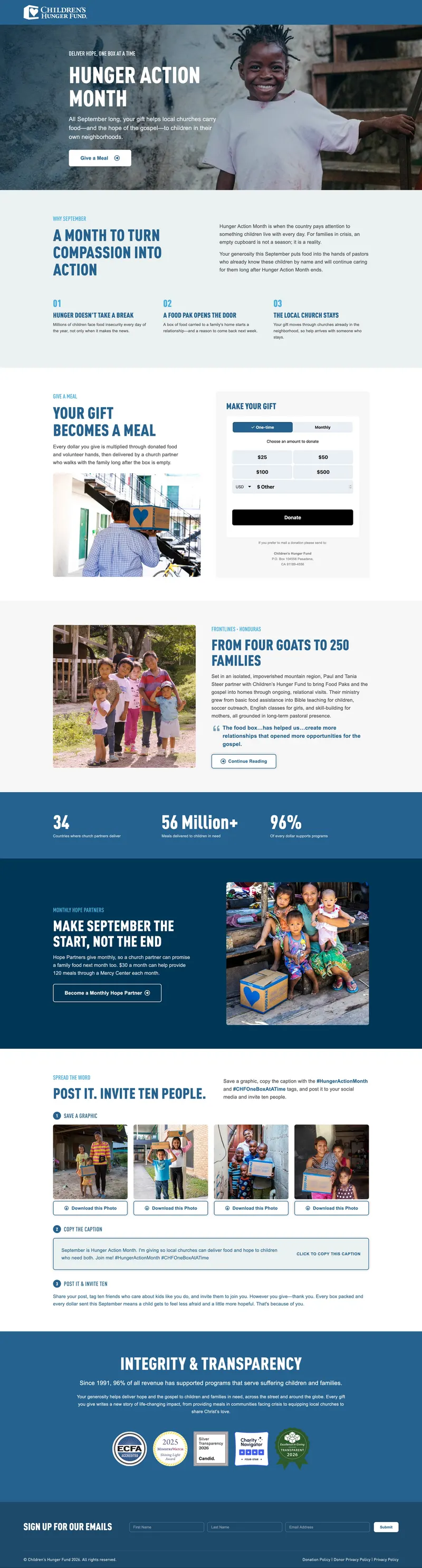 Hunger Action Month on desktop