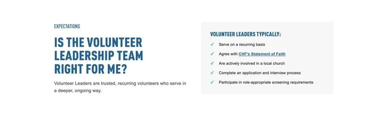 Is the Volunteer Leadership Team right for me? section