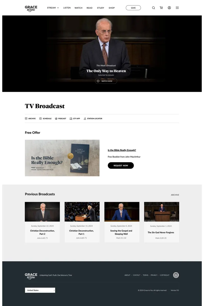 Grace to You final design: Watch: TV broadcast