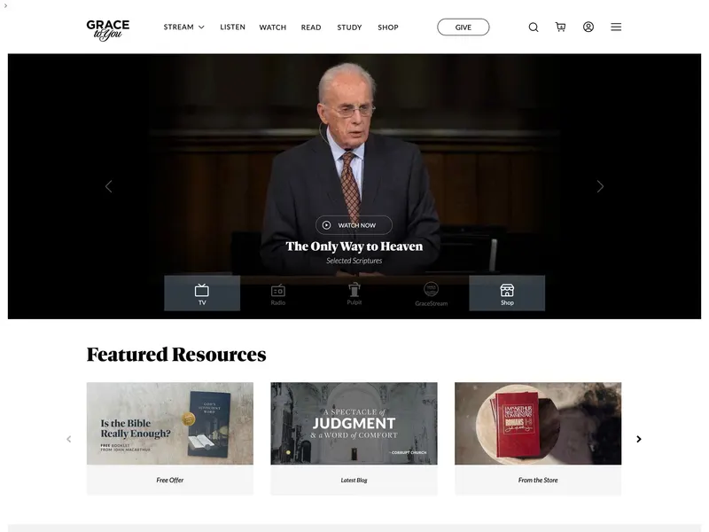 Grace to You final homepage design