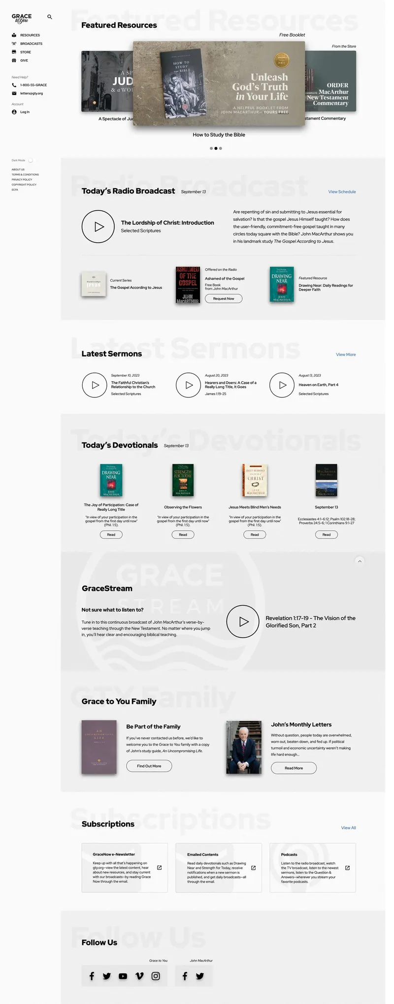 Grace to You homepage direction 1, desktop