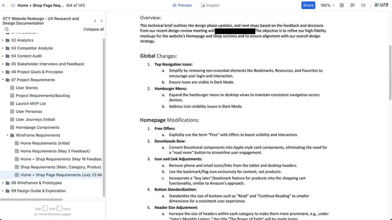 wireframe requirements