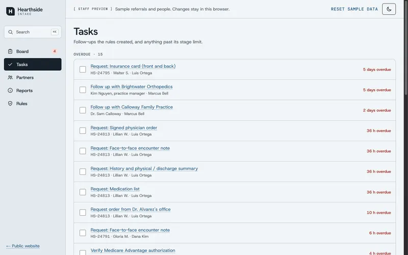 Hearthside — Tasks