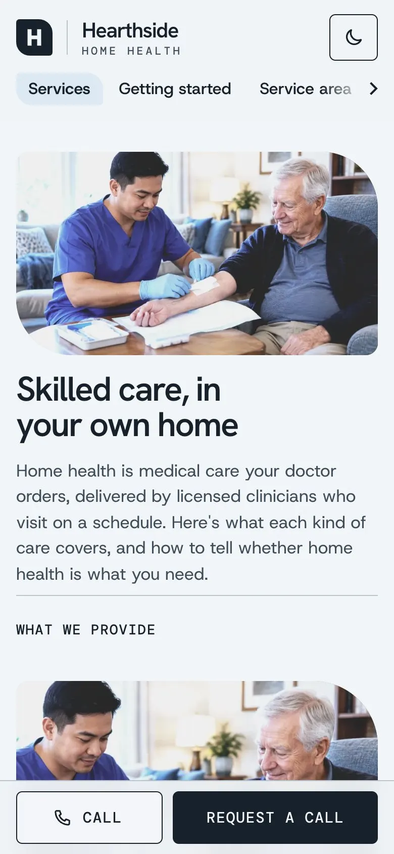 Hearthside on a phone — Services