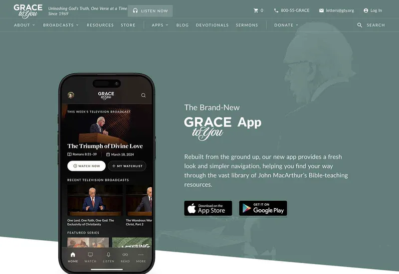 GTY App Landing Page, first screen