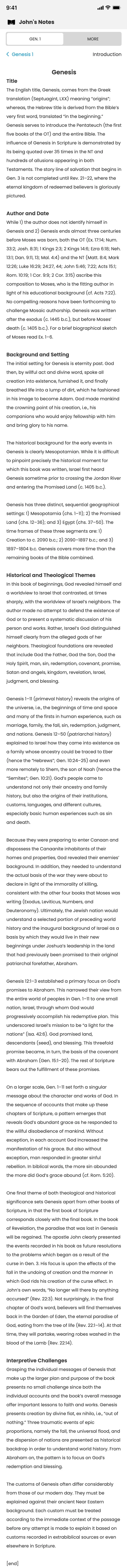 The Study Bible app — Book introduction