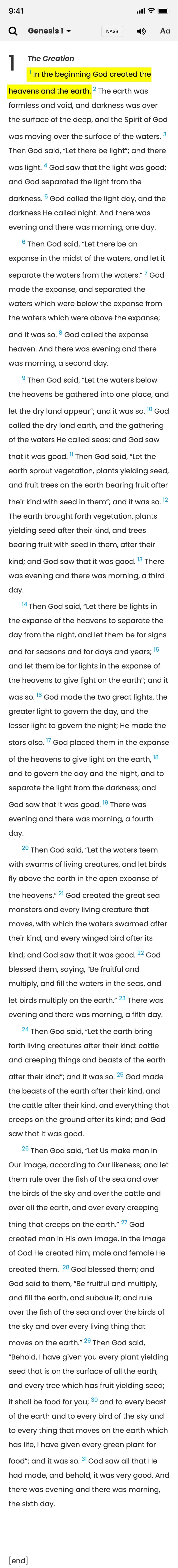 The Study Bible app — Full chapter