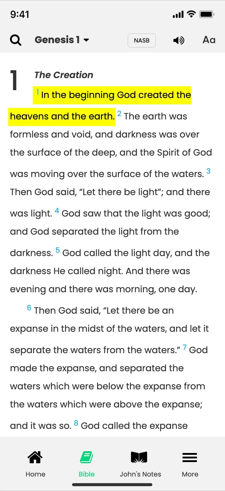 The Study Bible app — Bible text