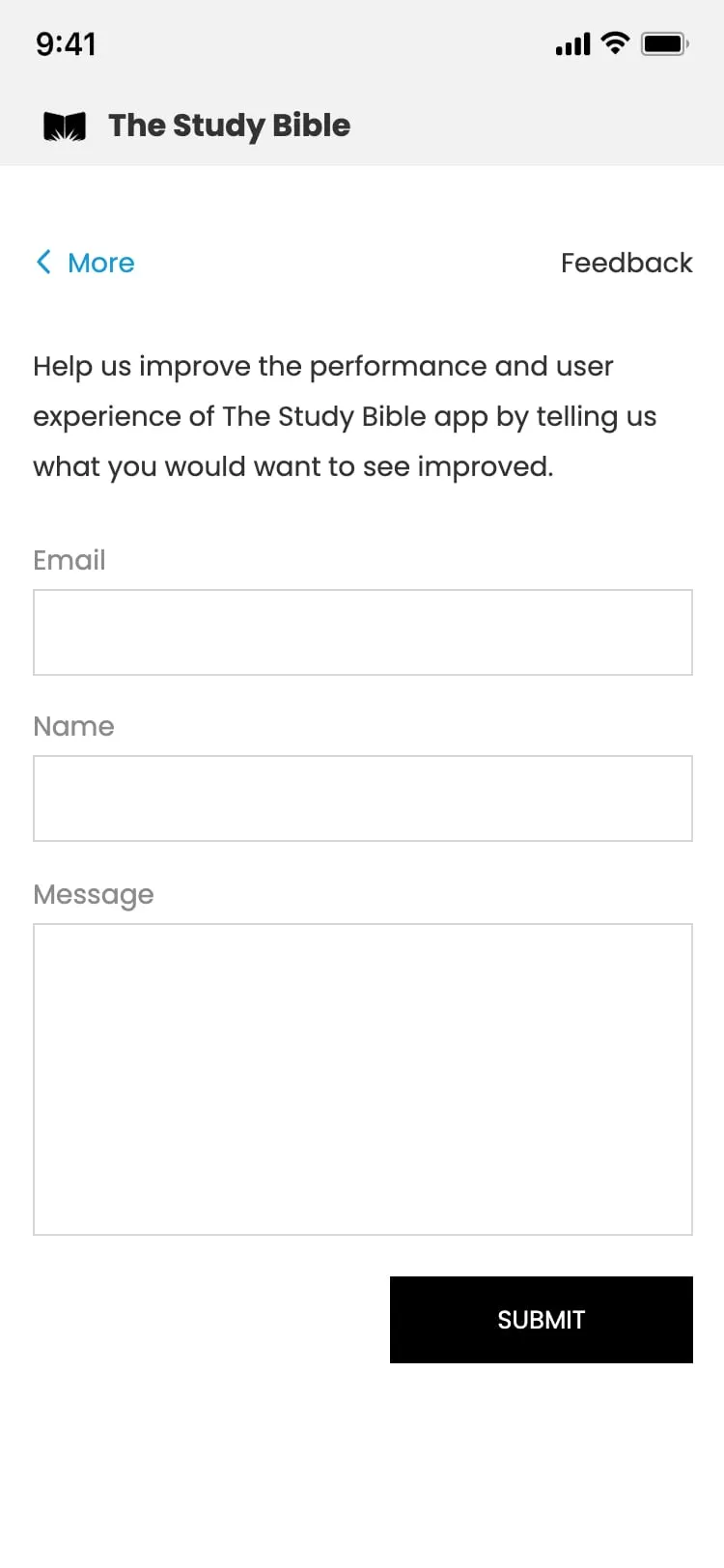 The Study Bible app — Feedback