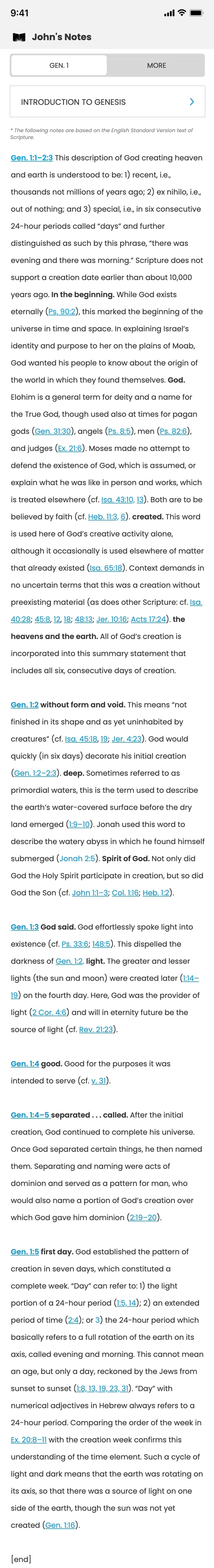 The Study Bible app — John's notes