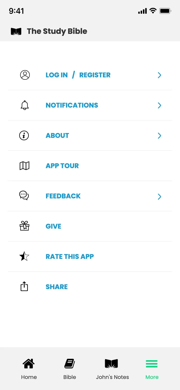 The Study Bible app — Log in or register