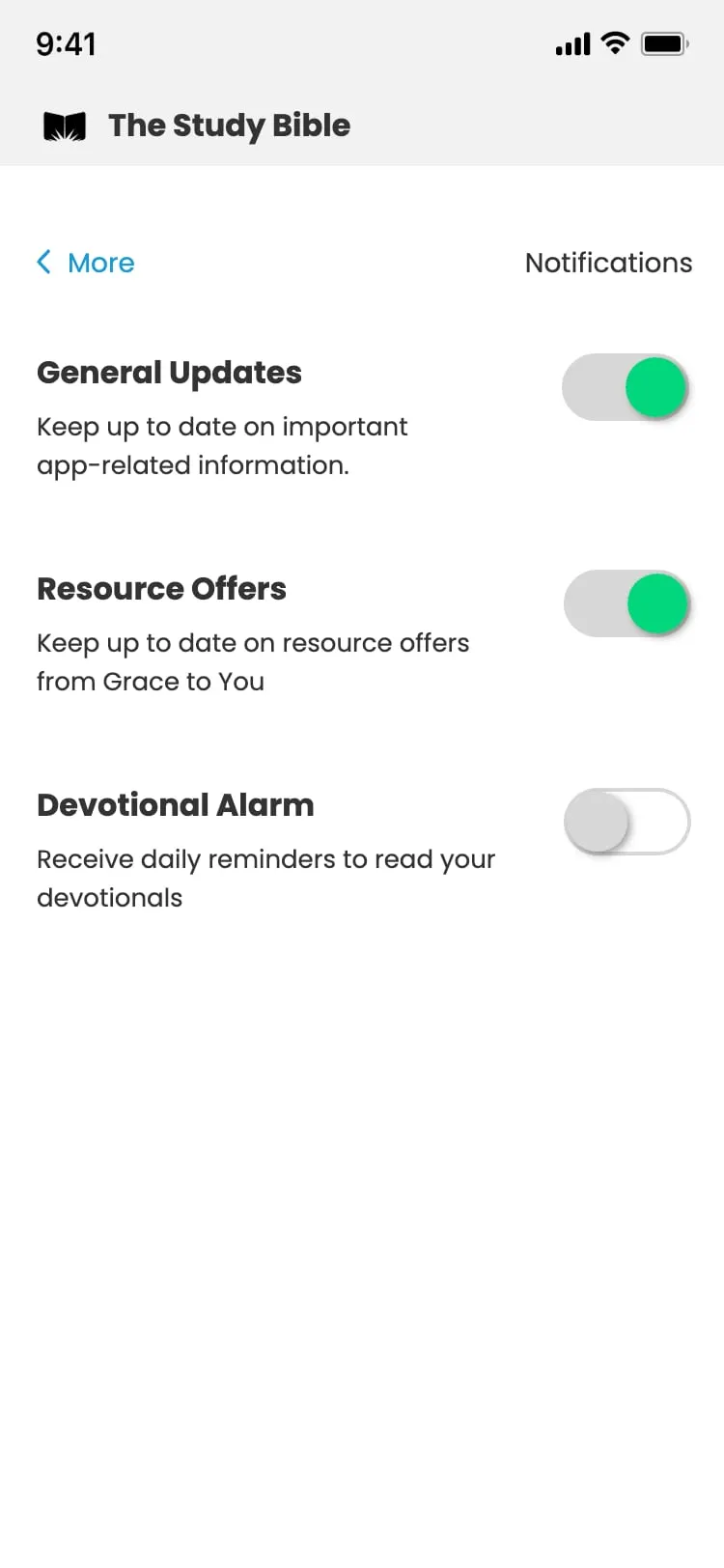The Study Bible app — Notifications