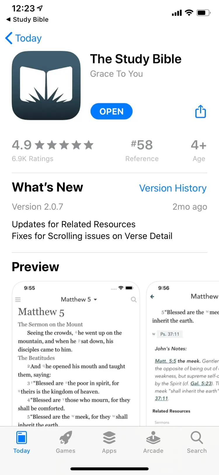 The Study Bible app — Rate the app
