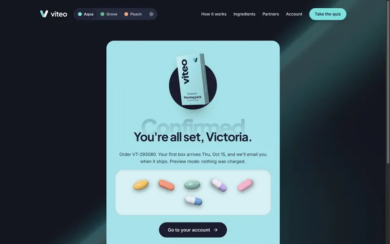 Viteo — Order confirmed