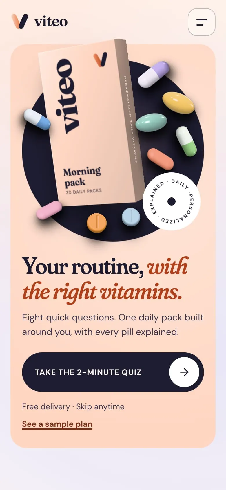 Viteo on a phone — Peach · Light